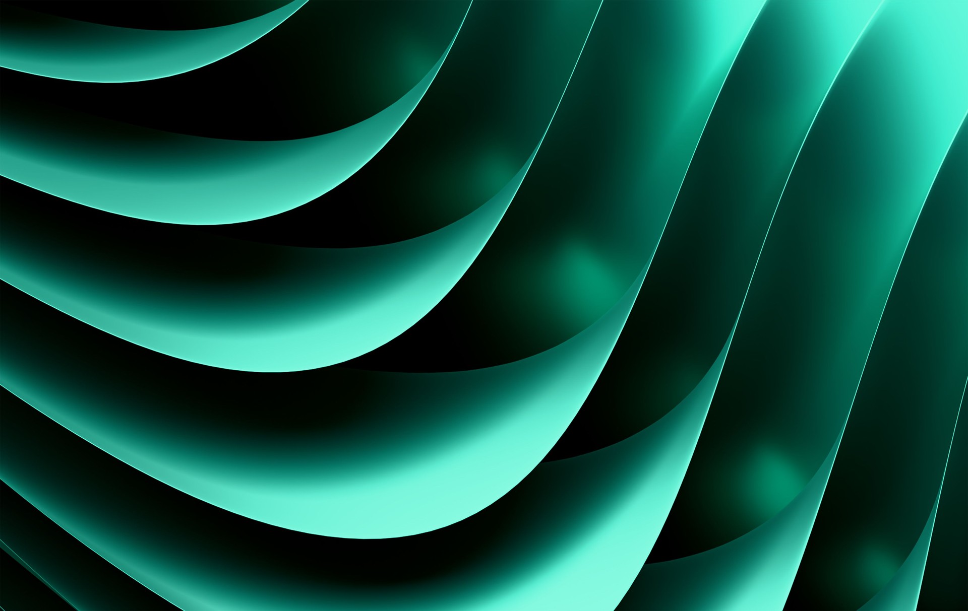 Elegant Teal 3D Abstract Background - Flowing Curved Layers with Green Gradient and Contemporary Minimalist Design Elements