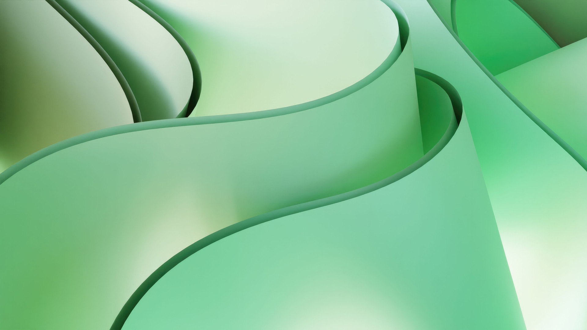 3D Abstract Green Wavy Spiral Background